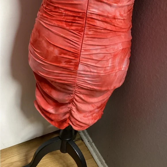 Tie-Dye Halter Mini Dress in Coral M - Picture 11 of 16